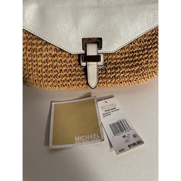 Michael Kors Naomi Straw Ivory Shoulder Bag Preowned Small - Picture 6 of 12